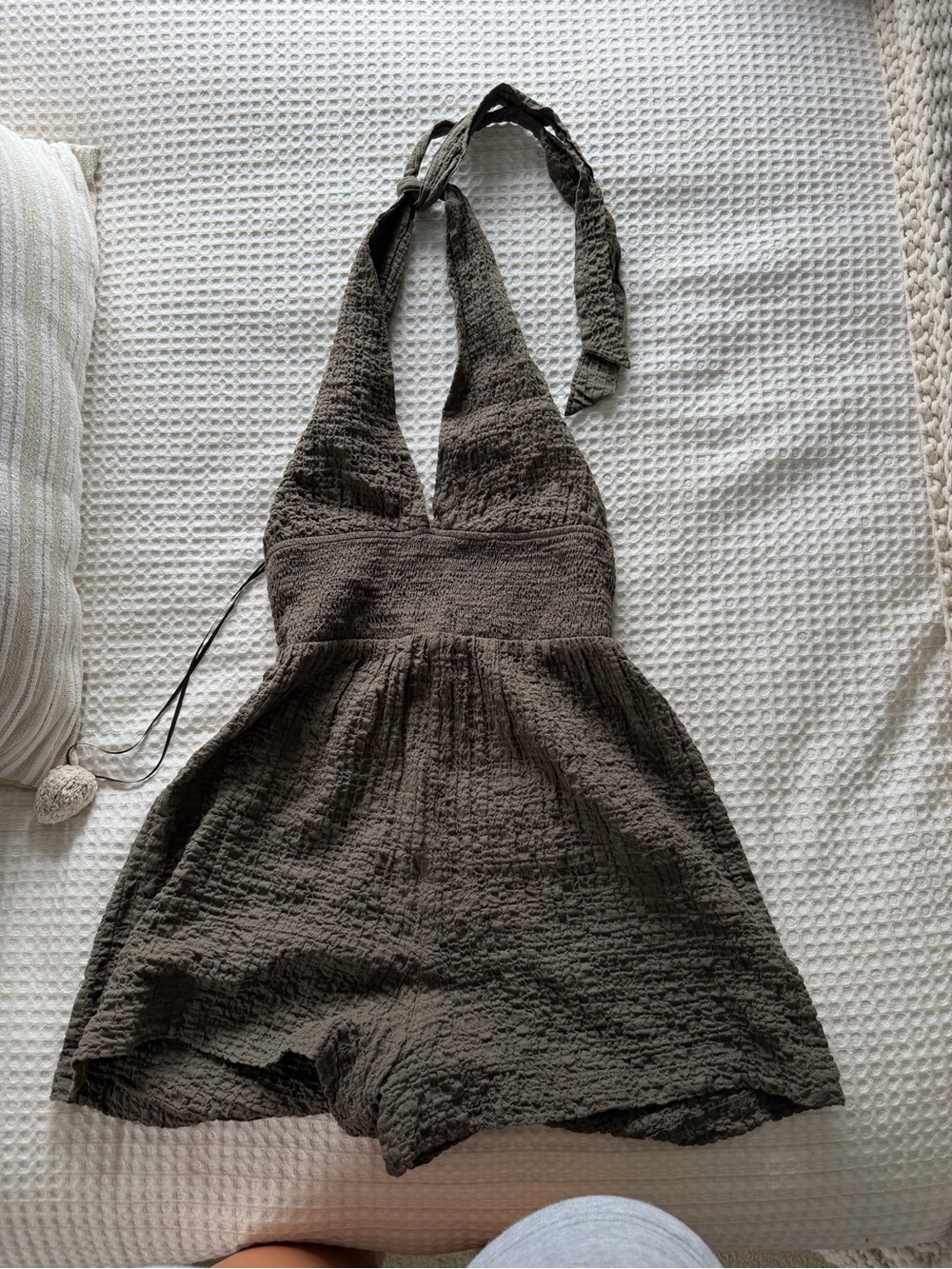 Zara Halter One-Piece Romper in Dark Green